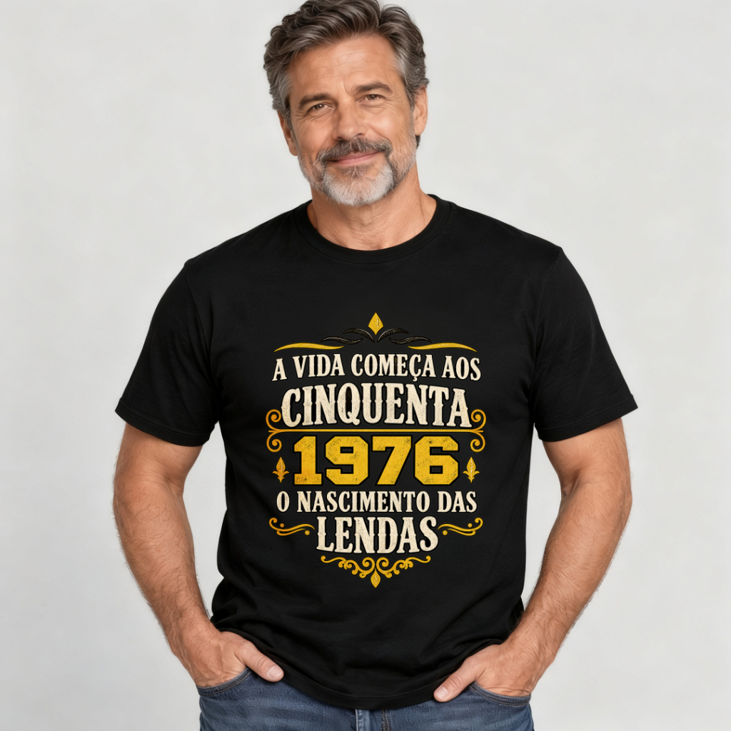 “Life 1976” Printed Short-Sleeve T-Shirt, 100% Cotton, Unisex, Trendy and Fashionable Street Style