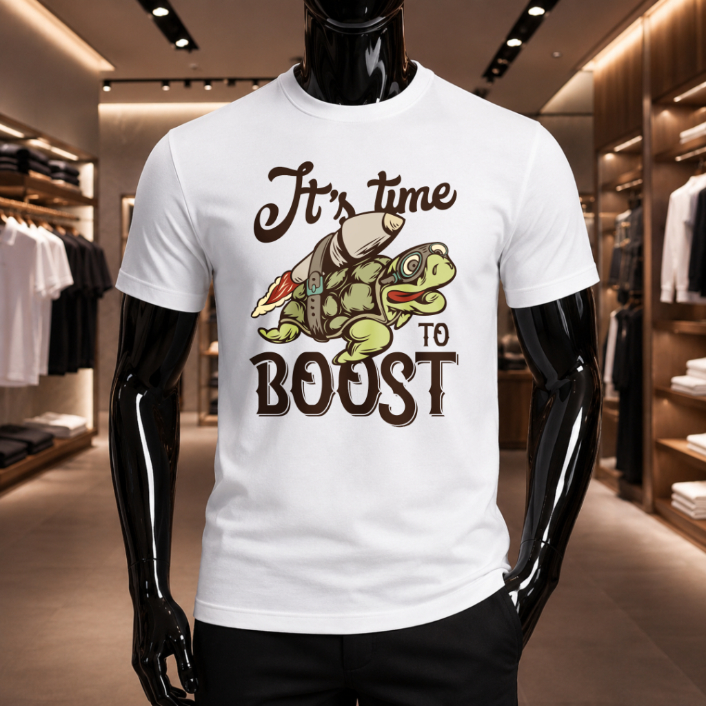 “Rocket with a Turtle” Printed Short-Sleeve T-Shirt—100% Cotton, Unisex, Trendy and Fashionable Street Style