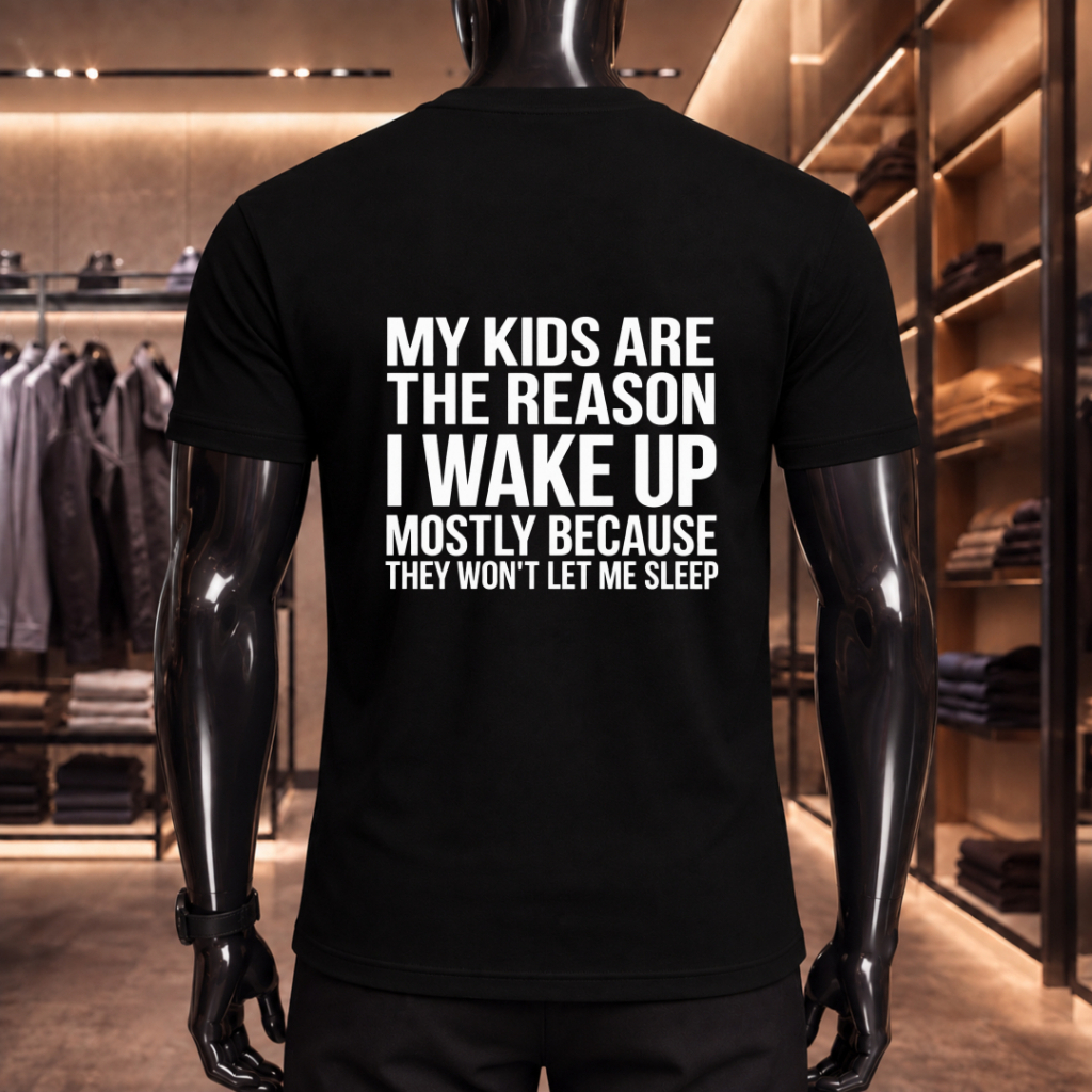 “My Kid Won't Let Me Sleep” Short-Sleeve T-Shirt, 100% Cotton, Unisex, Trendy and Fashionable Street Style