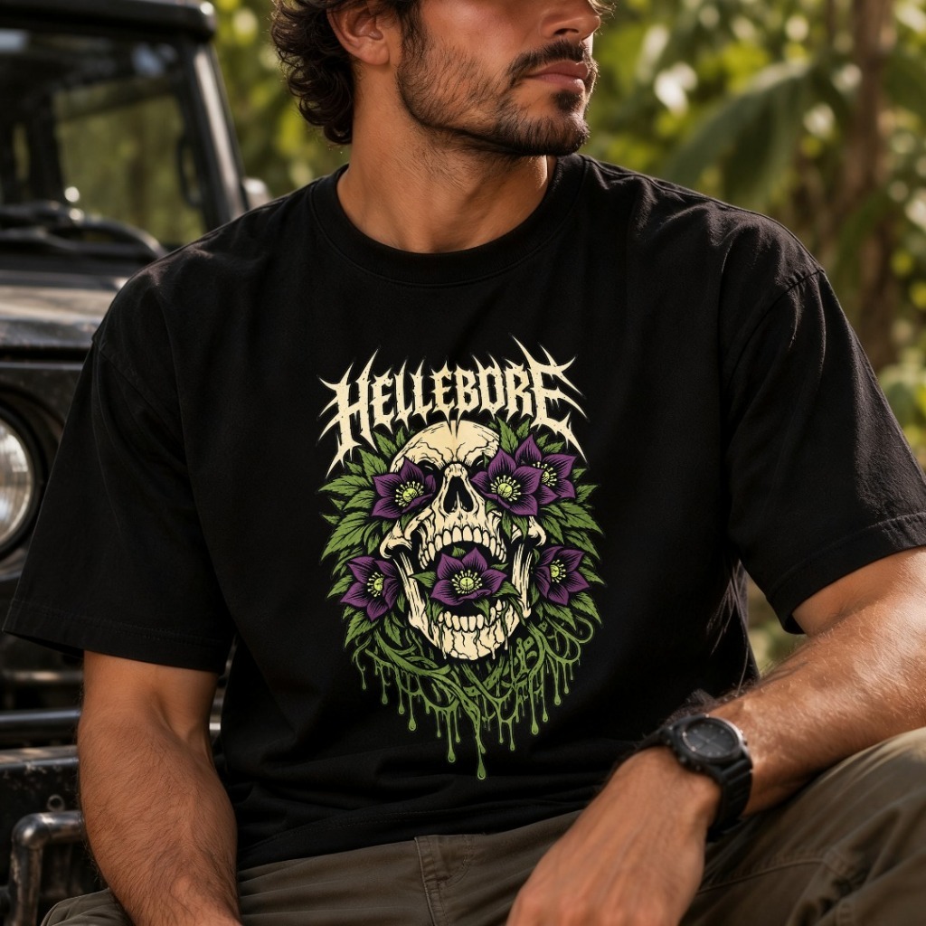 Skeleton Flower Short-Sleeve T-Shirt, 100% Cotton, Unisex, Trendy and Fashionable Street Style