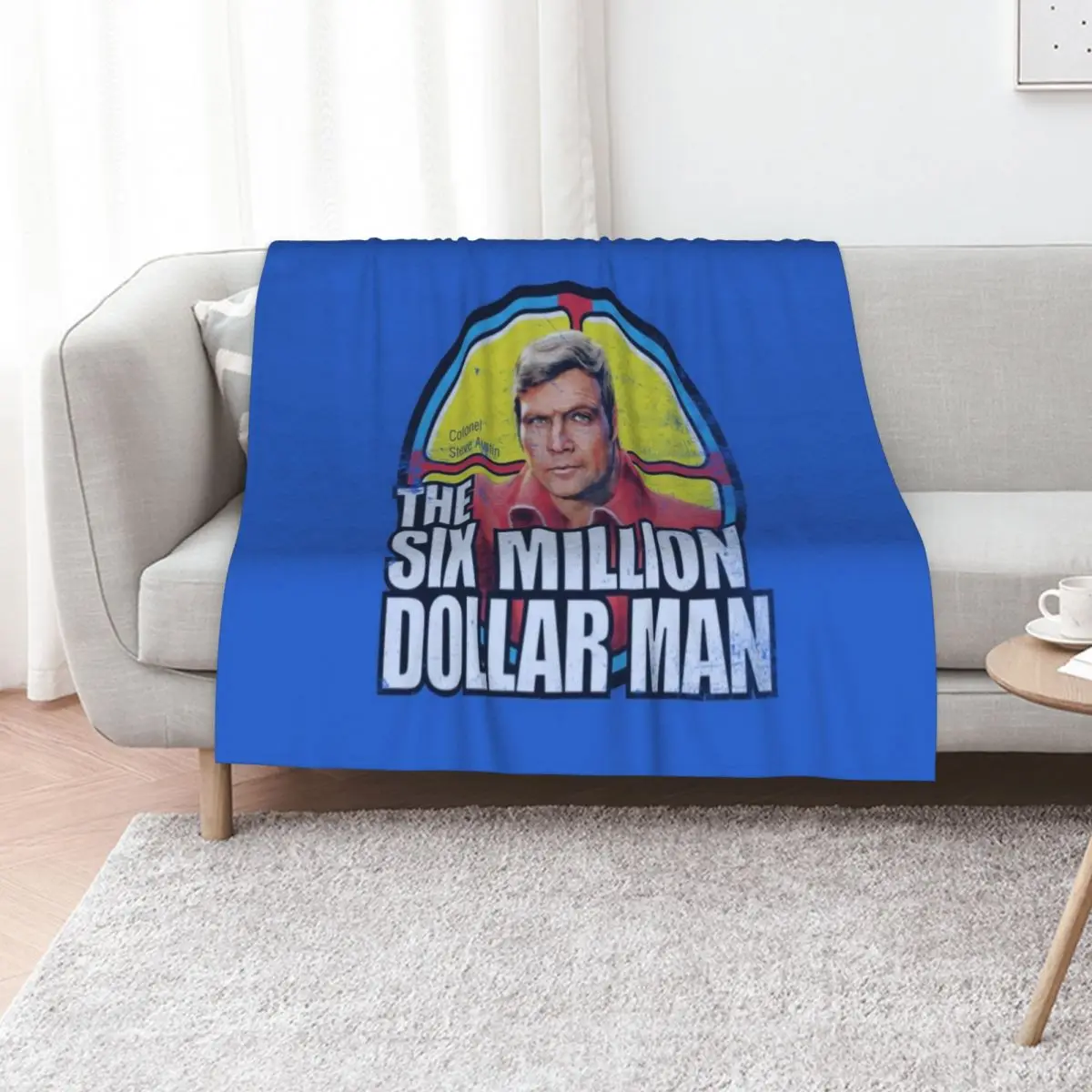 Six Million Dollar Man T-ShirtVintage Retro Six Million Dollar Man T-Shirt_by Bigfinz_ Throw Blanket