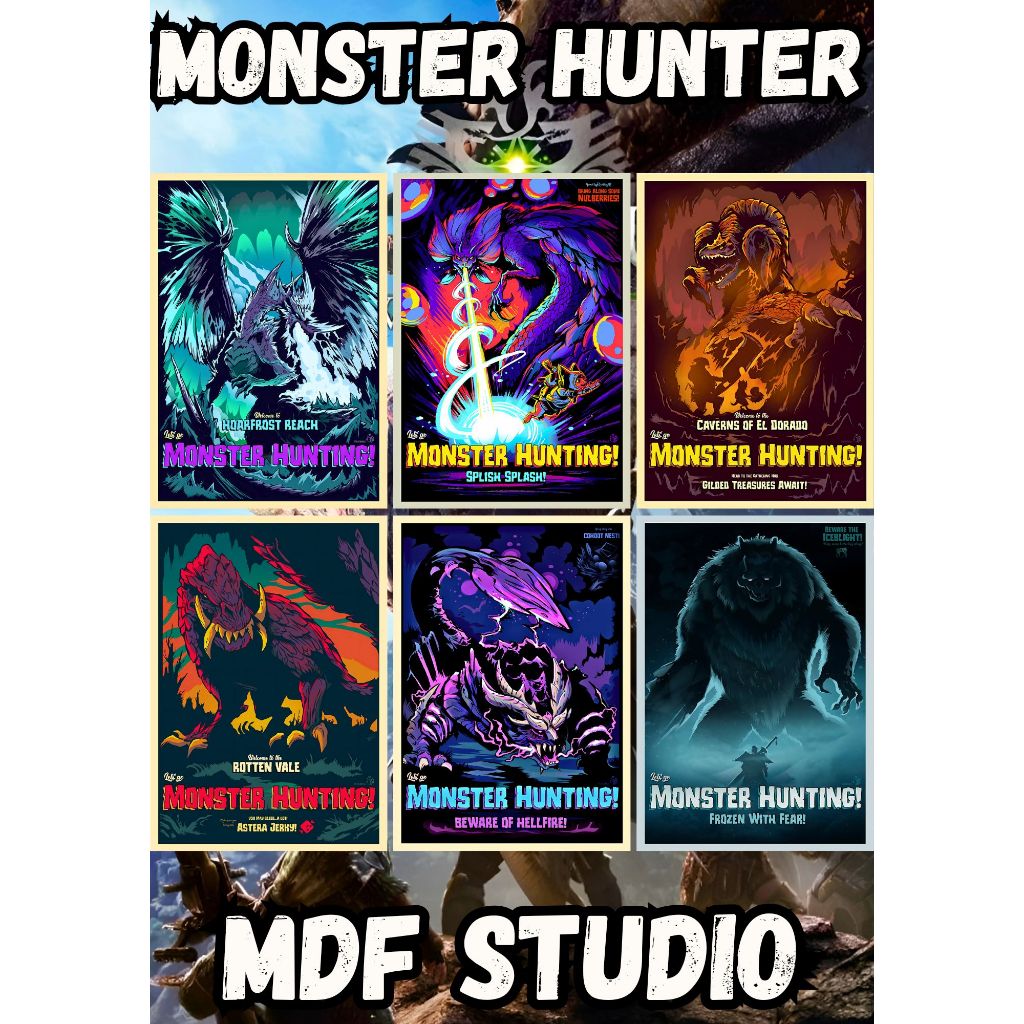 Placas Quadros Decorativos - Posters EM MDF Exclusivos de Monster Hunter