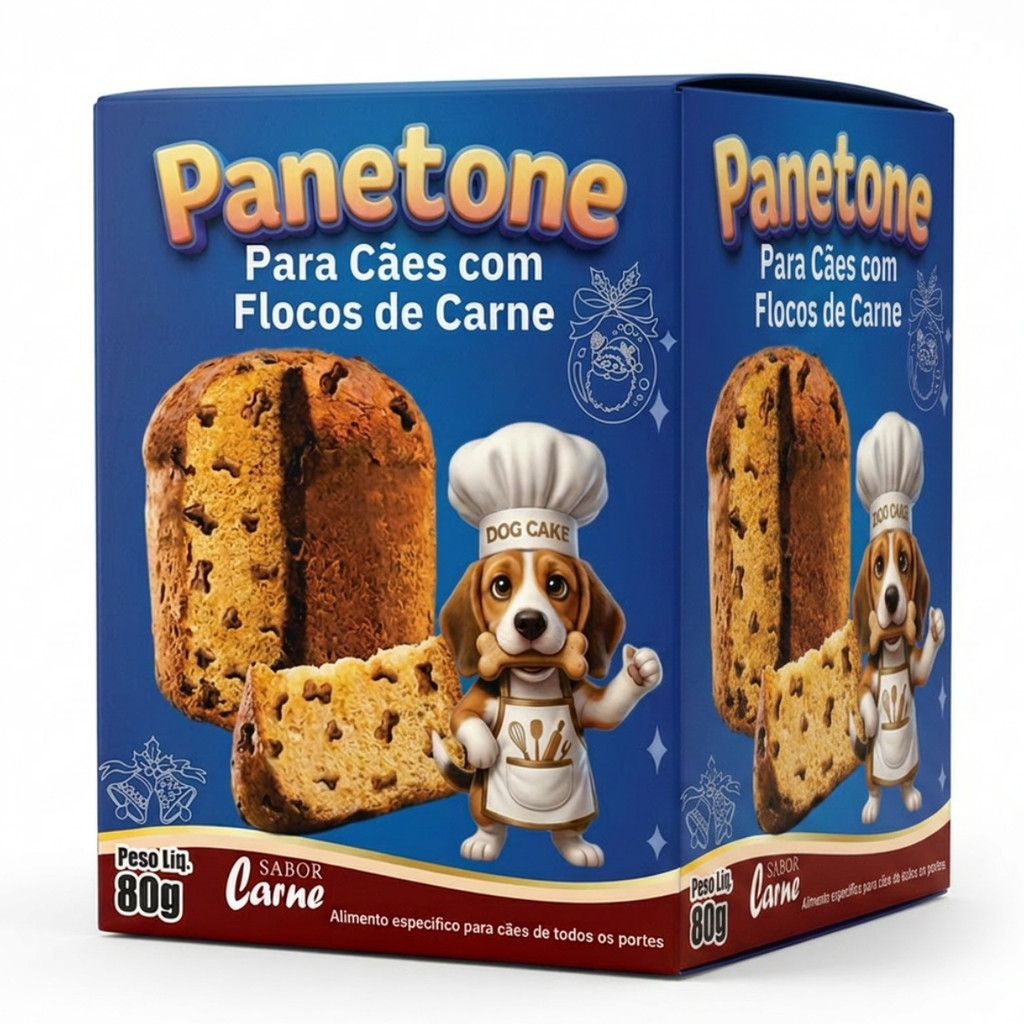 Panetone Para Caes Sabor Carne 80g - Dog Cake