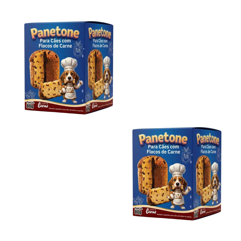 Kit 2 Panetone Para Cães Sabor Carne - Dog Cake