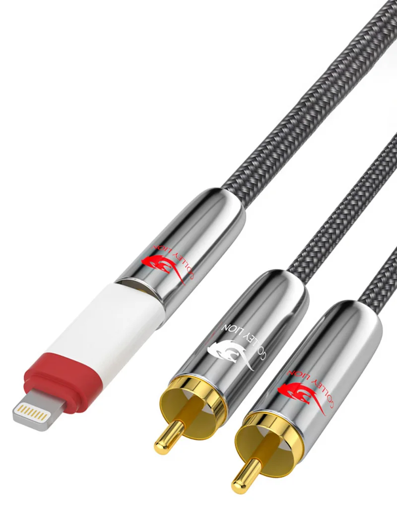 3.5mm to Dual RCA Audio Cable, Aux to 2-Male RCA Splitter Cable, Gold-Plated Connector for Home/Car Audio System