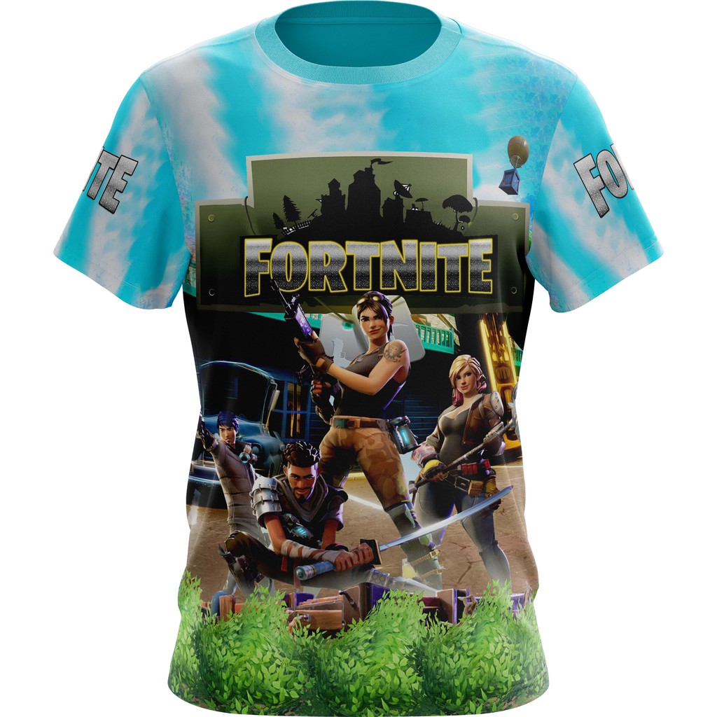 Camiseta Camisa Fortnite Adulto e Infantil Estampa de Alta Qualidade Frente e Verso