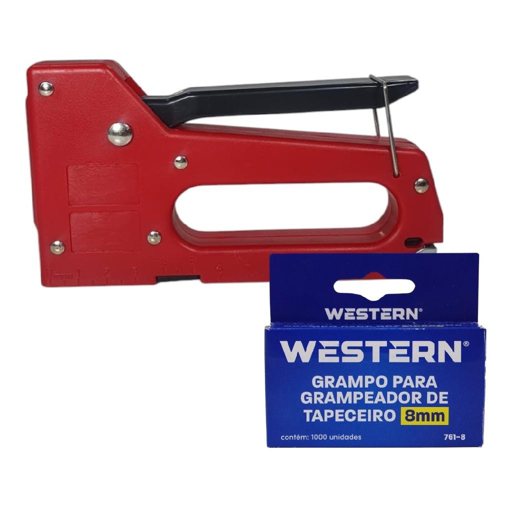 Grampeador Para Tapeçaria Sofá Móveis Forrados Com Tecido + Grampos 8mm