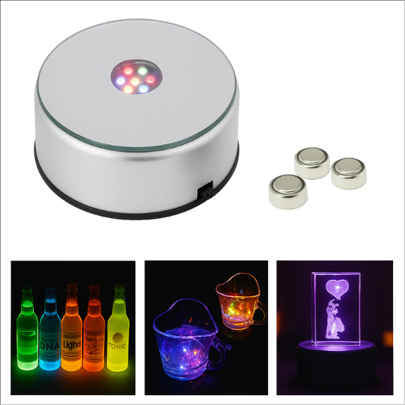 Mini Base Para Flor De Lotus Cristal Led Redonda Cores