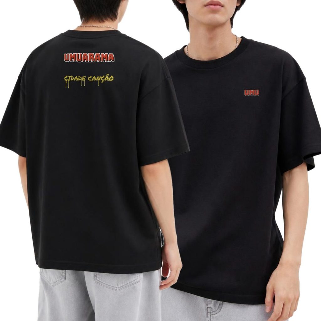 Camiseta Oversized Grafite Arte de Rua Umuarama throw-up Streetwear Unissex Masculina Feminina Estampada Costas