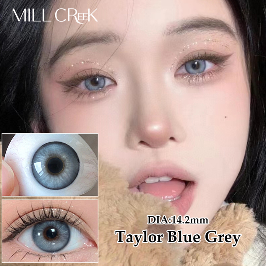 MILL CREEK Anual Throw Grande Diâmetro 14,2mm Cace Taylor Blue Gray Myopia Lentes De Contato