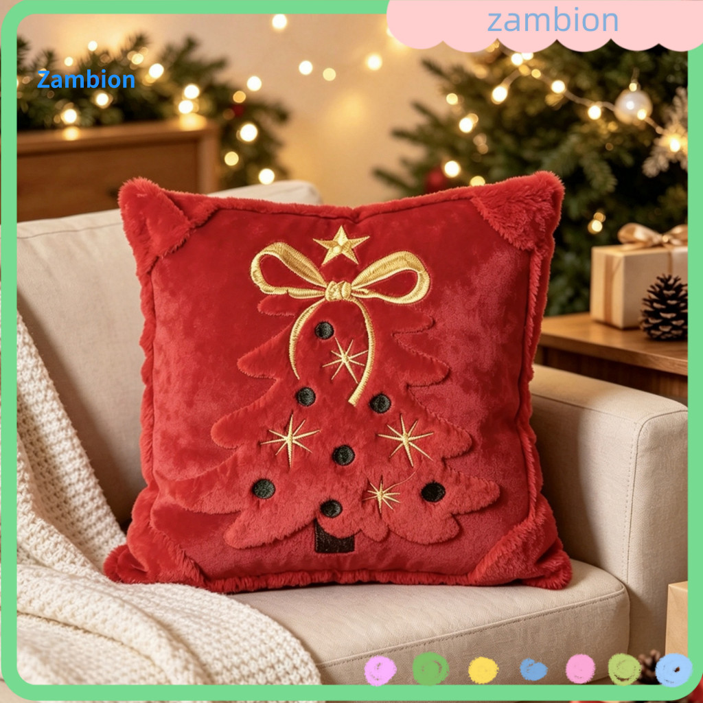Winter Home Decor Throw Pillows Christmas Pillow Covers Plush Pillowcase 3d Embroidered Soft Cover Decorative Cushion Ca