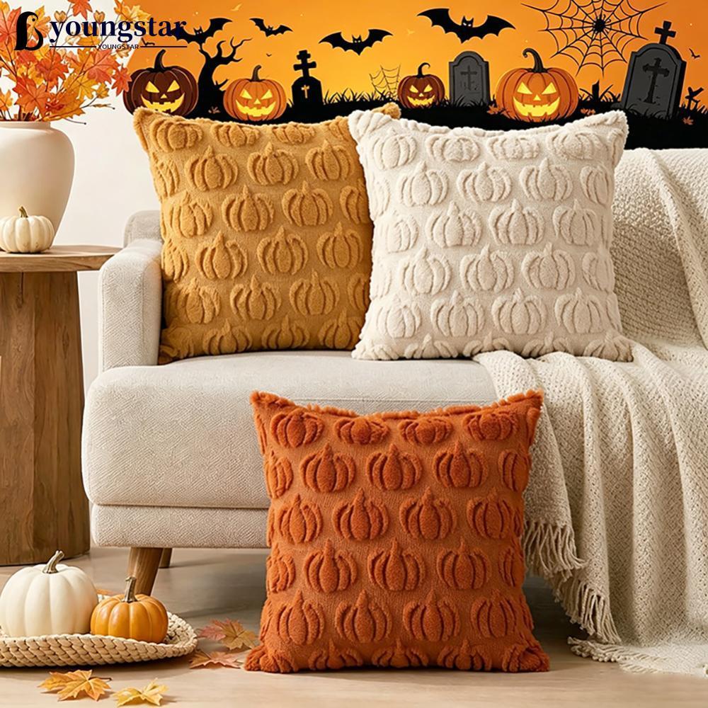 YOUNGSTAR Halloween Throw Pillow Cover 45x45cm Bonito Abóbora Fantasma Capa De Almofada De Pelúcia Fronha Quadrada Decor