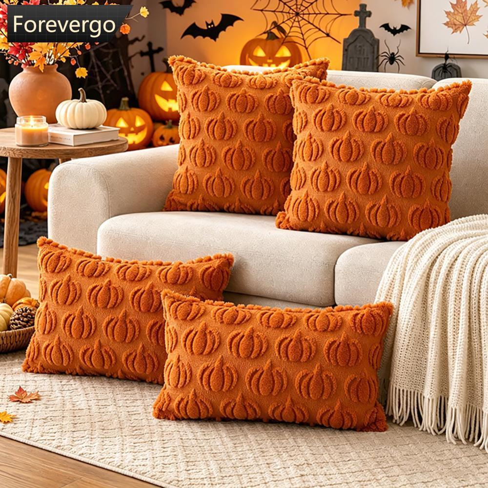 FOREVERGO Halloween Throw Pillow Cover 45x45cm Bonito Abóbora Fantasma Capa De Almofada De Pelúcia Fronha Quadrada Decor