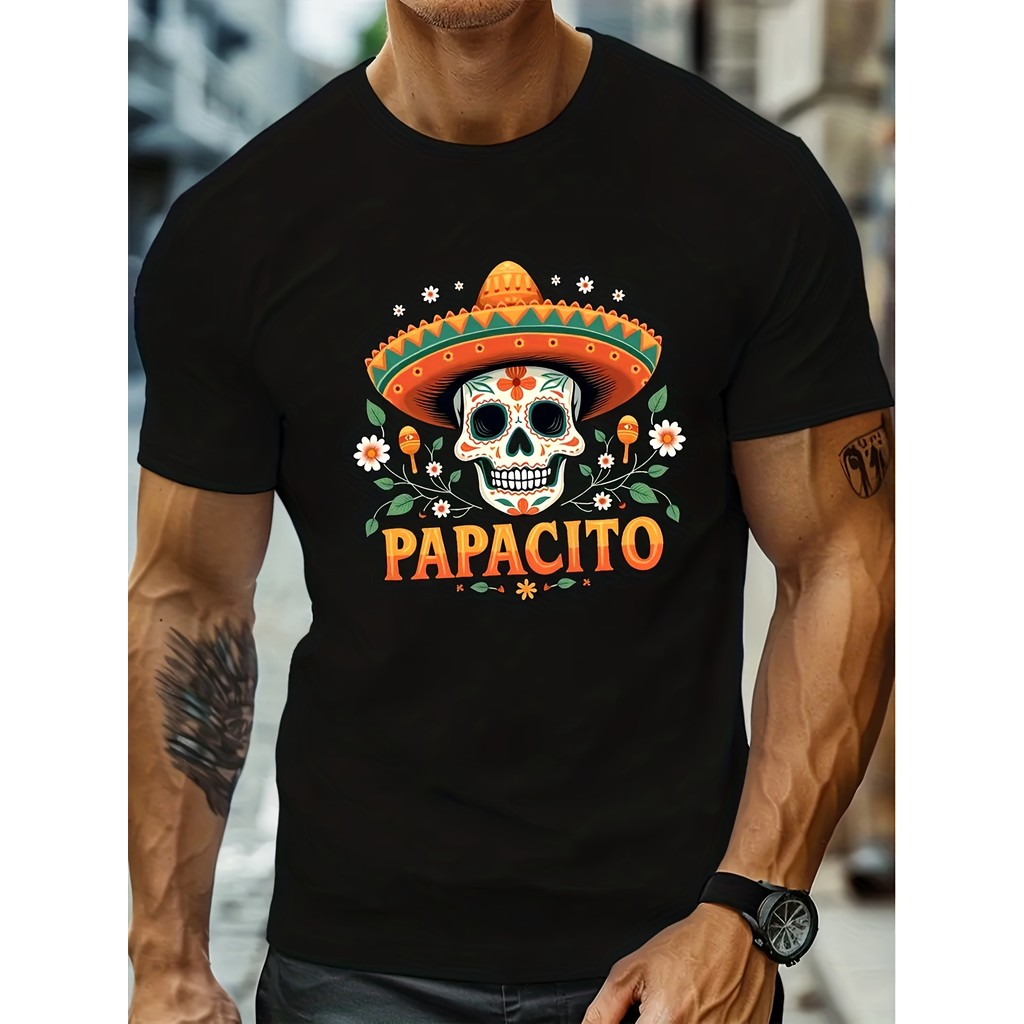 Camiseta Oversized T-shirt PAPACITO Caveira Mexican Day Dead Estampa Colorida Folk Confortável Divertida Estilosa Verão