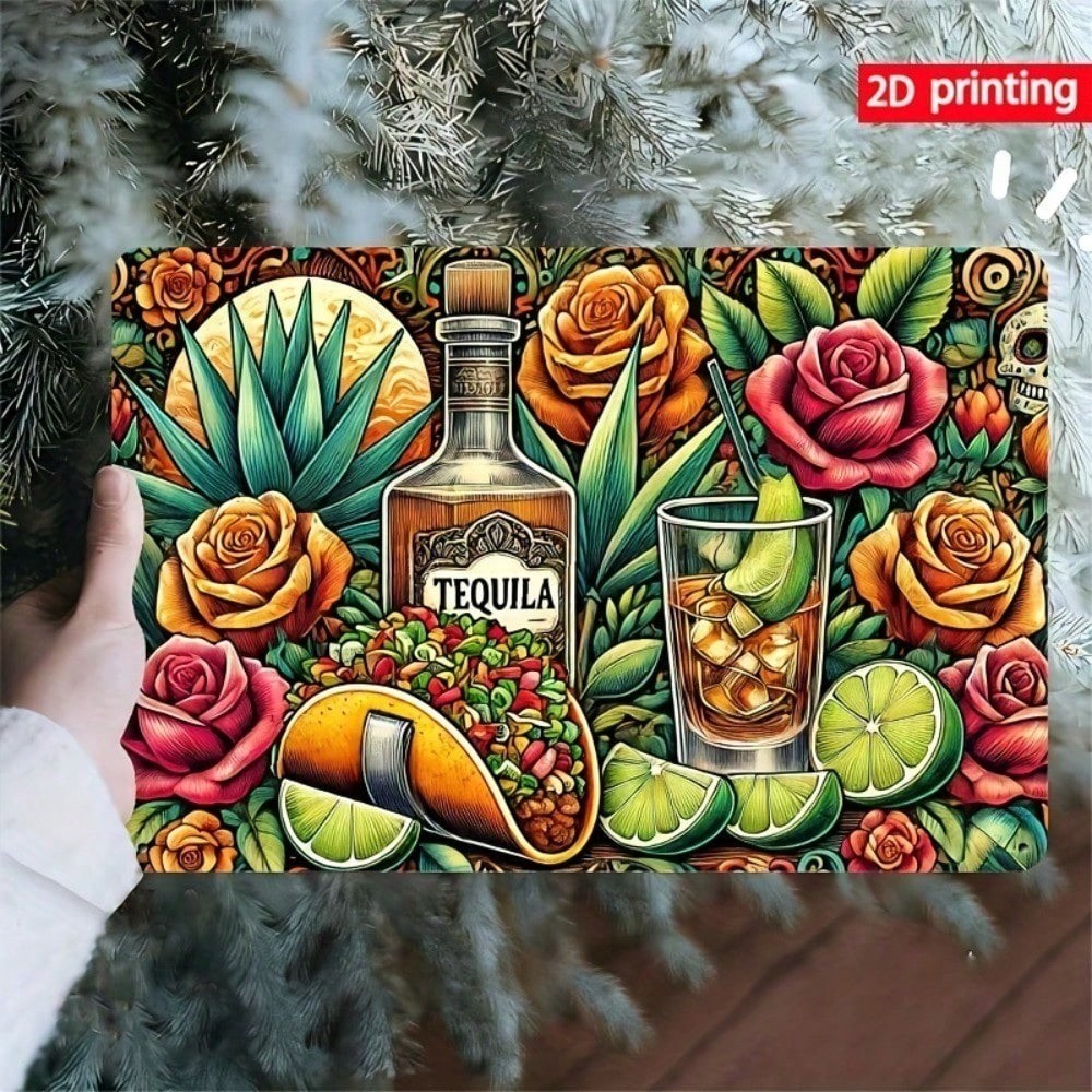 CIFbuy Mexican 2D Metal Wall Art Tequila Tortilla Floral Lime Decor