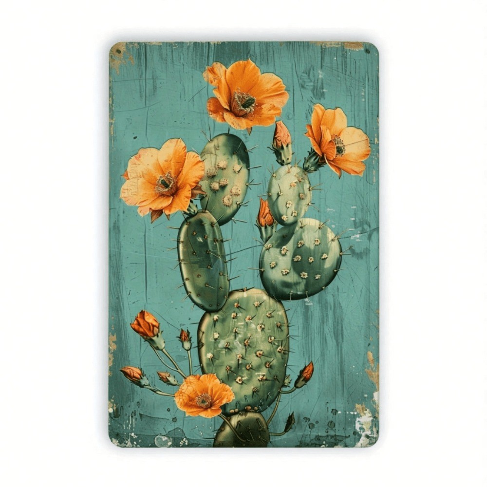 CIFbuy Vintage Mexican Cactus Metal Wall Art 8x12in Decoração Suspensa