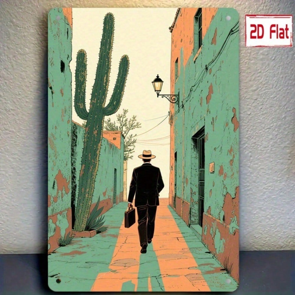 CIFbuy Mexican Street Art Placa De Ferro Sinal Chapéu Pedestres Cactos Decoração De Parede Shopee