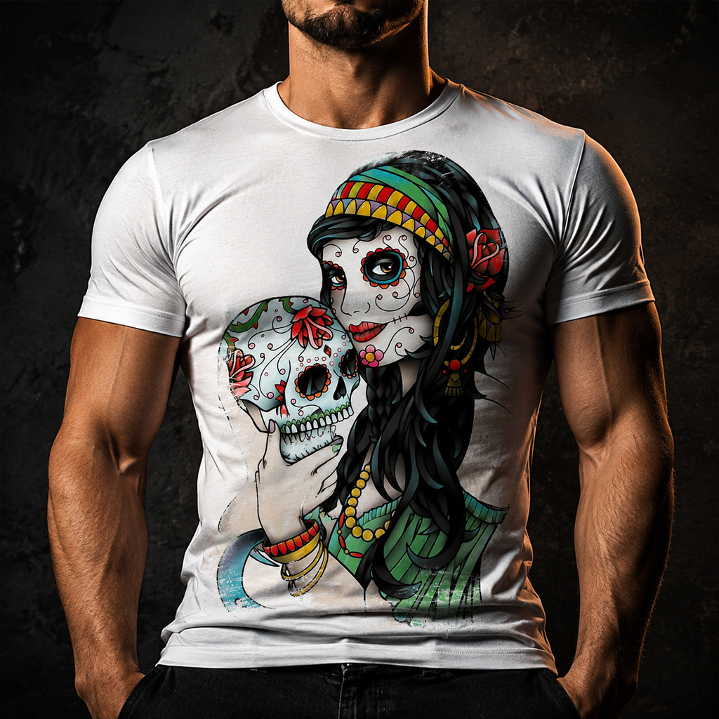 Camisa Camiseta Caveira Garota Mexicana Skull Mexican 14