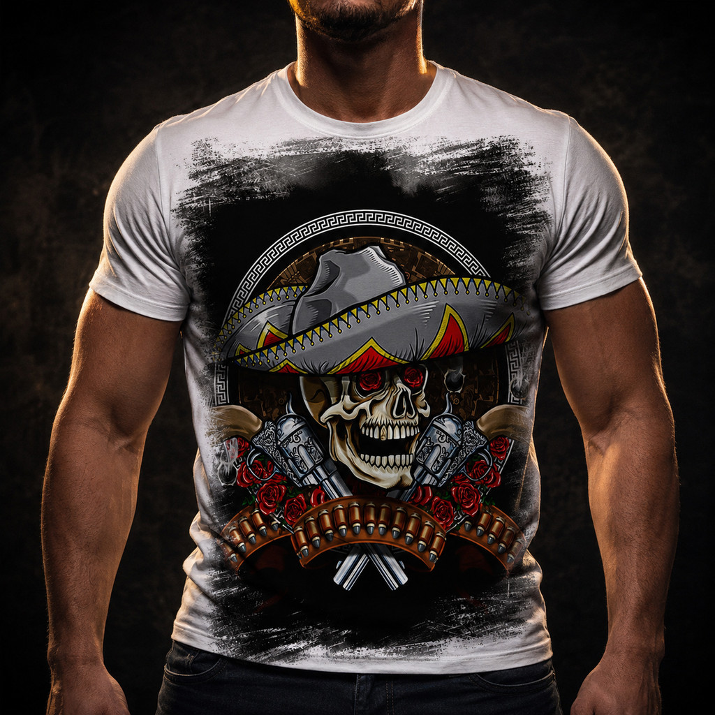 Camiseta Caveira Mexicana Mexican Skull 11 A