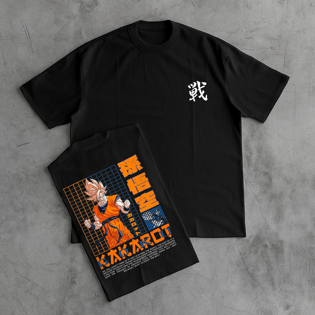 Camiseta Oversized Masculina Goku Kakarot Grid Dragon Ball Z Anime Streetwear Blusa Plus Size