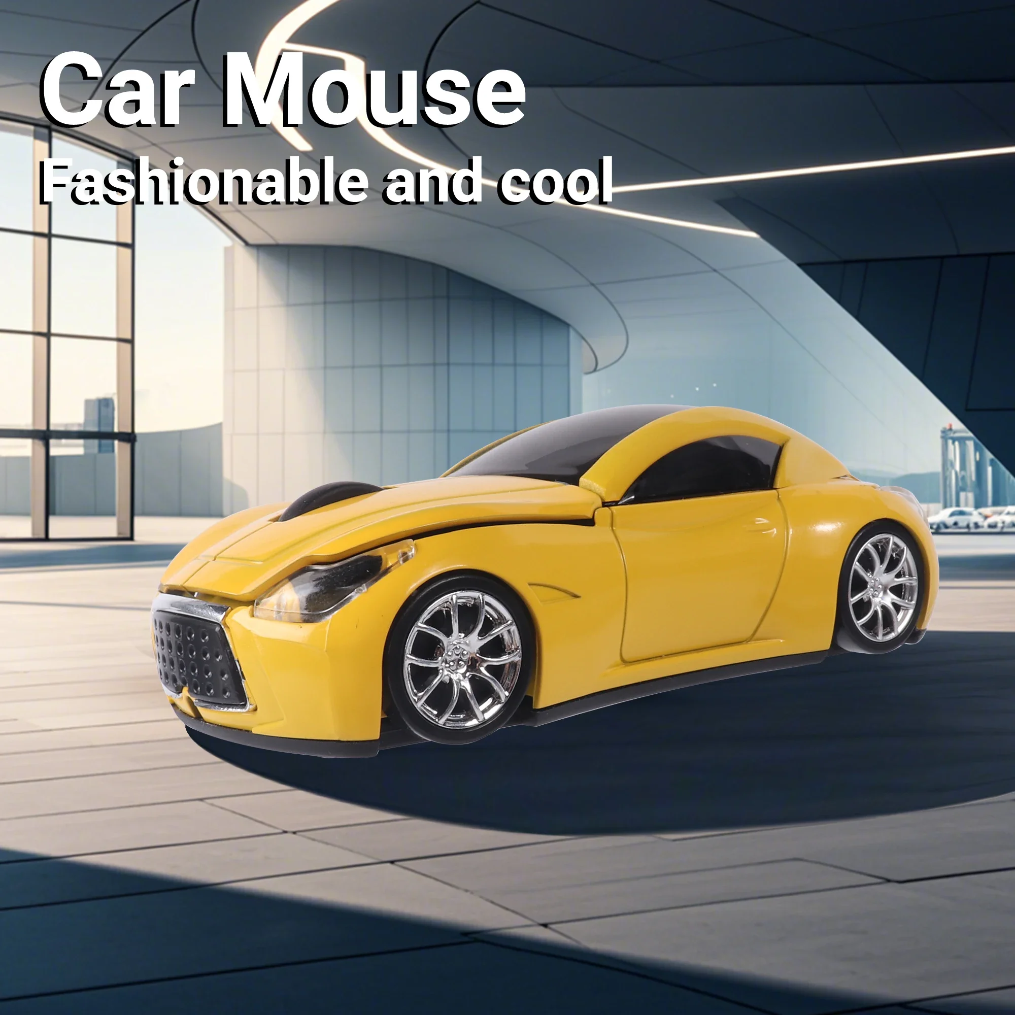 Cool Sport Car Shaped Wireless Mouse,Racing Car Design Mouse with LED Light,2.4G Plug and Play,Portable Mice for Desktop Laptop