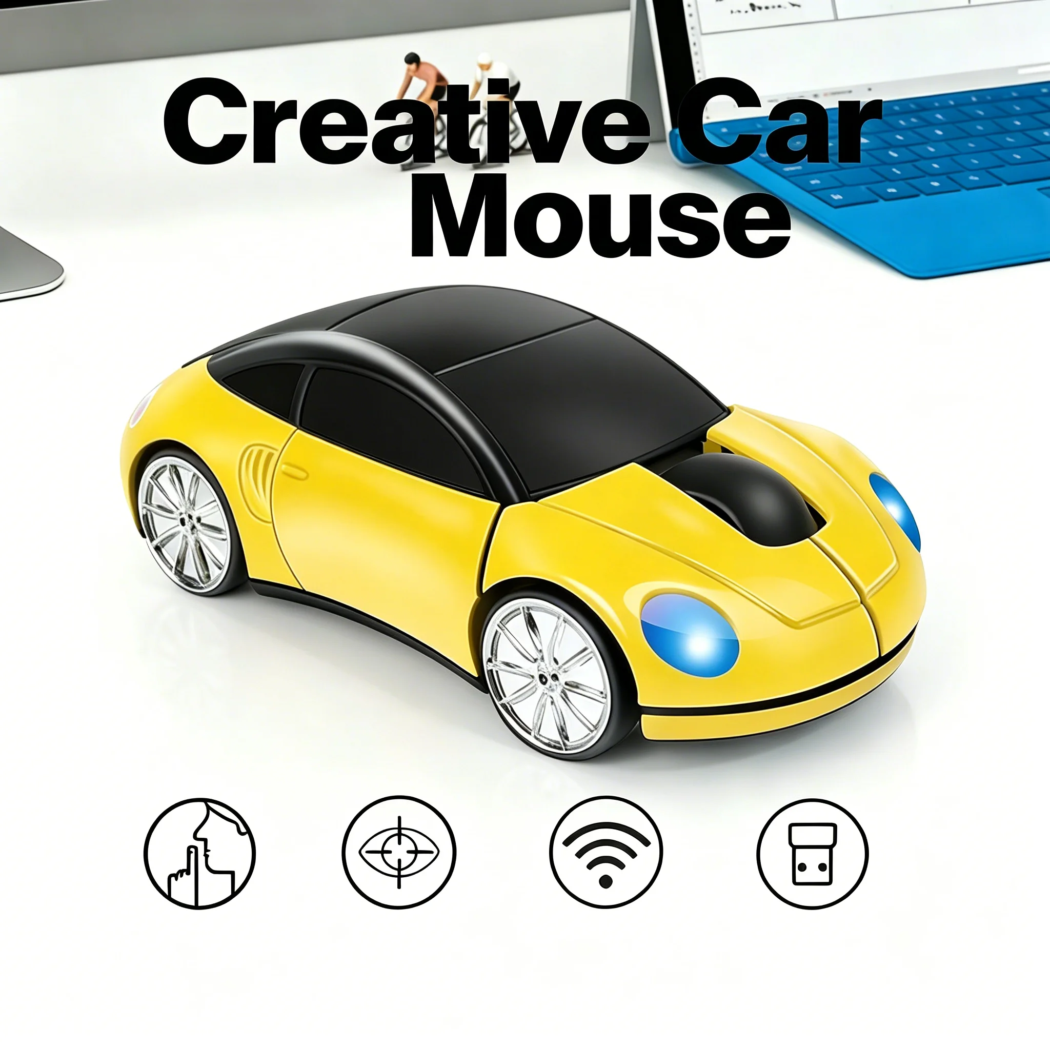 2.4G Wireless 3D Sports Car Mini Mouse Cool Ergonomic Portable USB Optical Gaming Office Mice for Desktop Laptop PC Kids Gifts