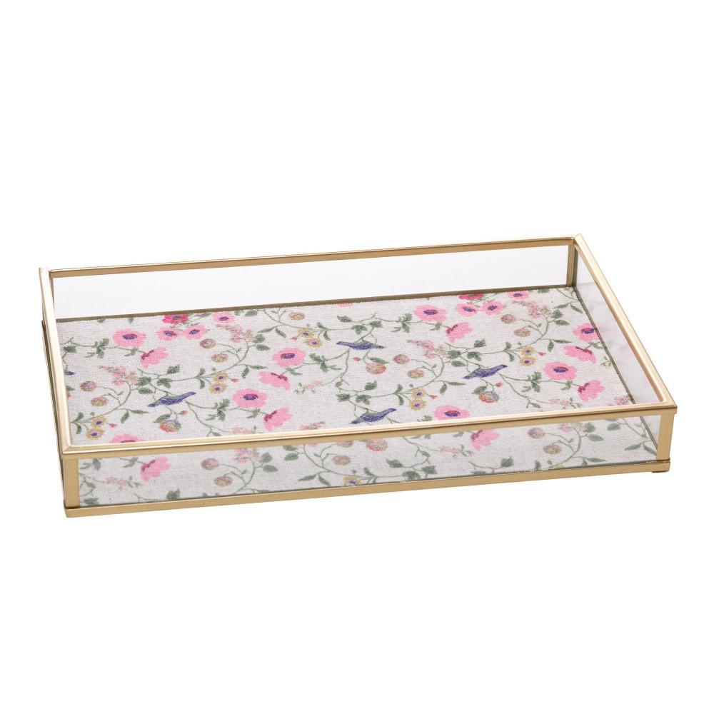 Bandeja Decorativa Blossom Garden 25cm Dourada Metal Wolff para Quarto Aparador Lavabo Joias Perfumes Organização Casa