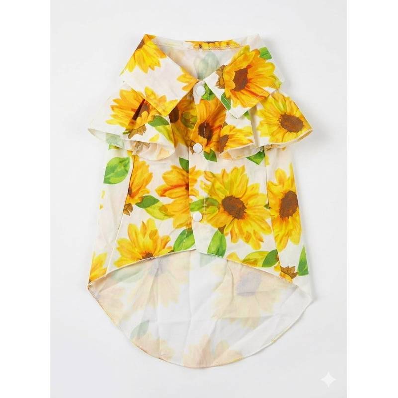 Camisa Floral para Cachorro Girassol Tamanho XL – Roupa Pet Elegante e Confortável