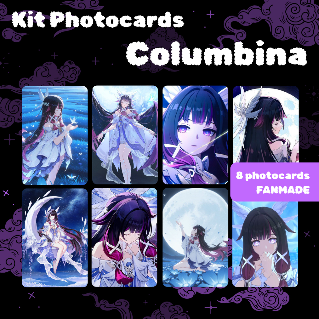 Genshin Impact Photocards Fanmade Columbina Scaramouche Hutao Nahida Raiden Zhongli Ganyu Furina Neuvilette RPG Gacha Jo