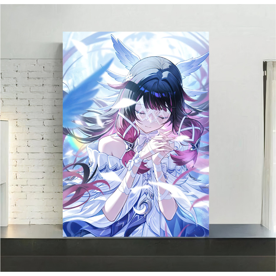Quadro de mdf poster moldura Jogo, Genshin Impact, Columbina