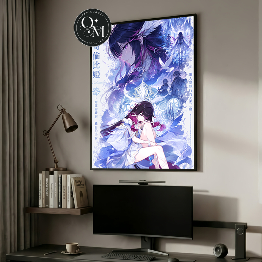 Quadro Decorativo Quarto Genshin Impact Nod Krai Poster Columbina Varios Tamanhos Modelos 1 Peça