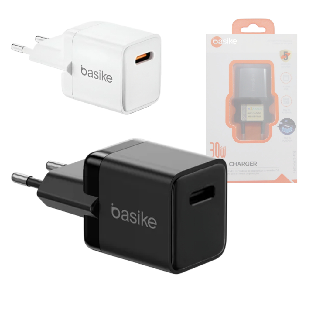 Fonte Carregador Rápido 30W Tipo-C Power Delivery BASIKE BA-CAR047