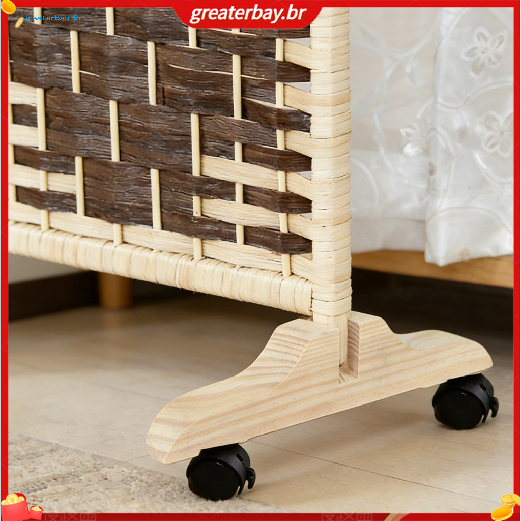 3pcs Heavy Duty Wood Room Divider with Wheels Portable Privacy Screen Panels Adjustable Partition Stand Support Feet for