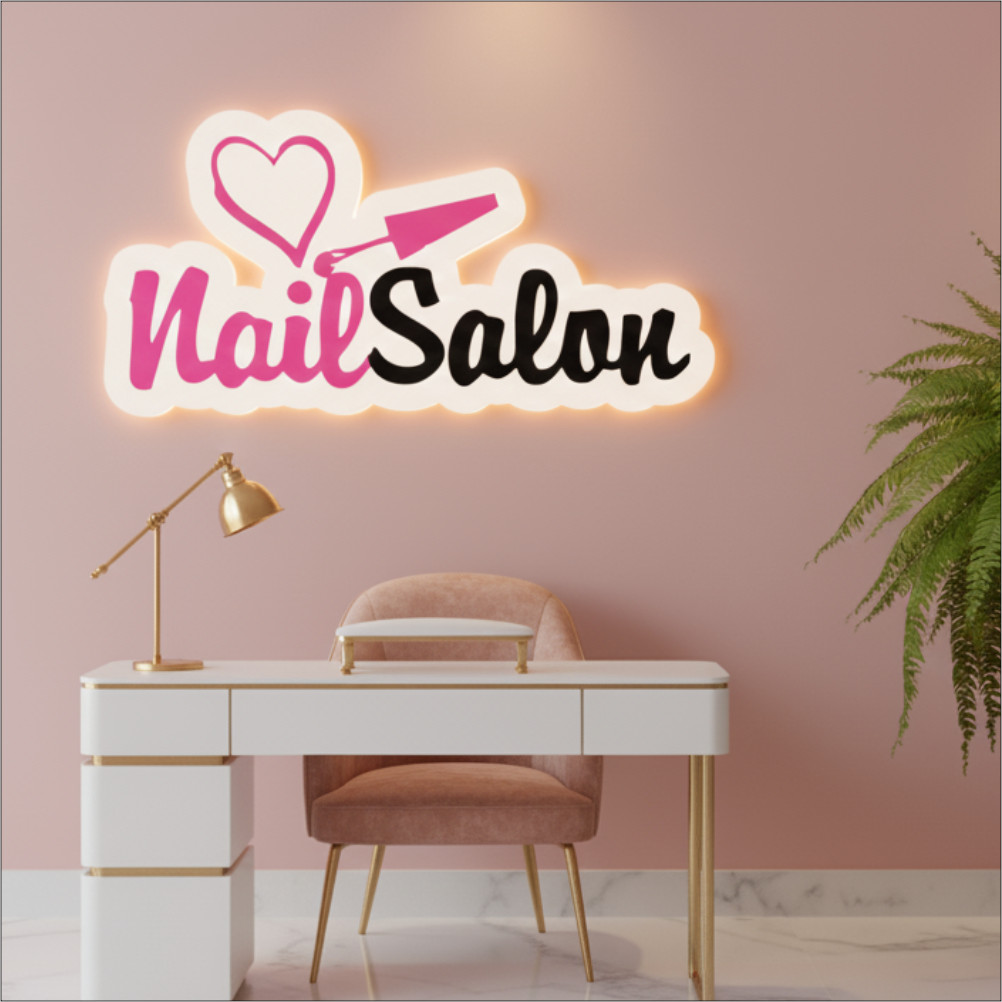 Placa Acrílico Contorno Com Luz Led Brilho Neon RGB Personalizada Alto Relevo Logo Parede Fachada Espaçador Inox Brinde