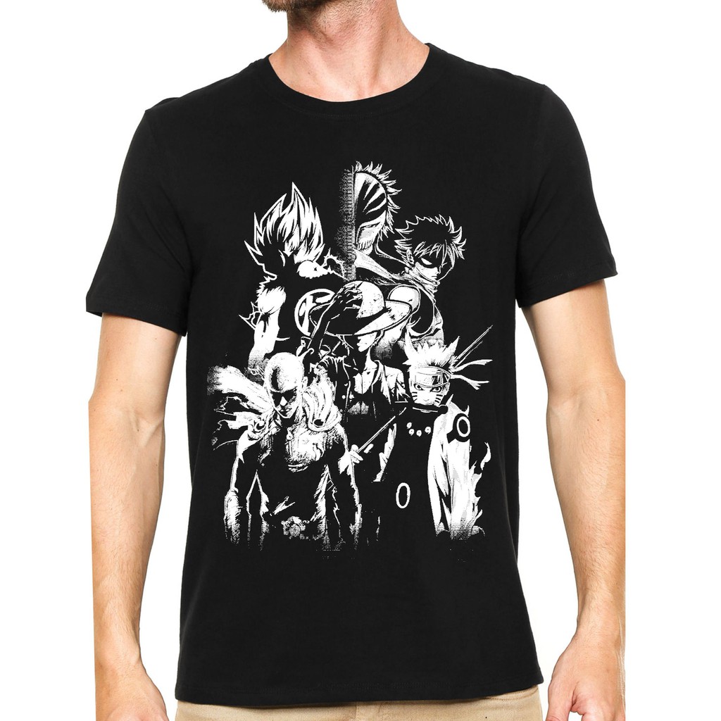 Camisetas Camisa Animes Personagens Goku Dragon Ball Luffy One Piece Naruto One Punch