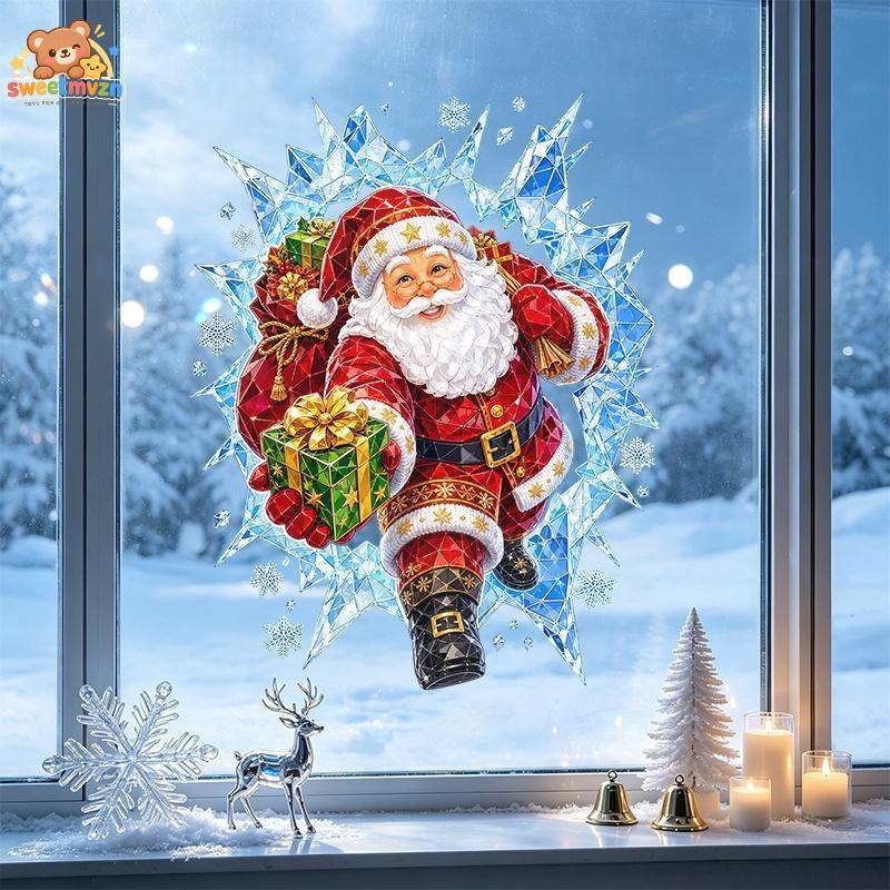 sweetmvzn Papai Noel Janela De Natal Stier Adesivo Removível Reutilizável DIY Decoração Para Casa Restaurante Storefront