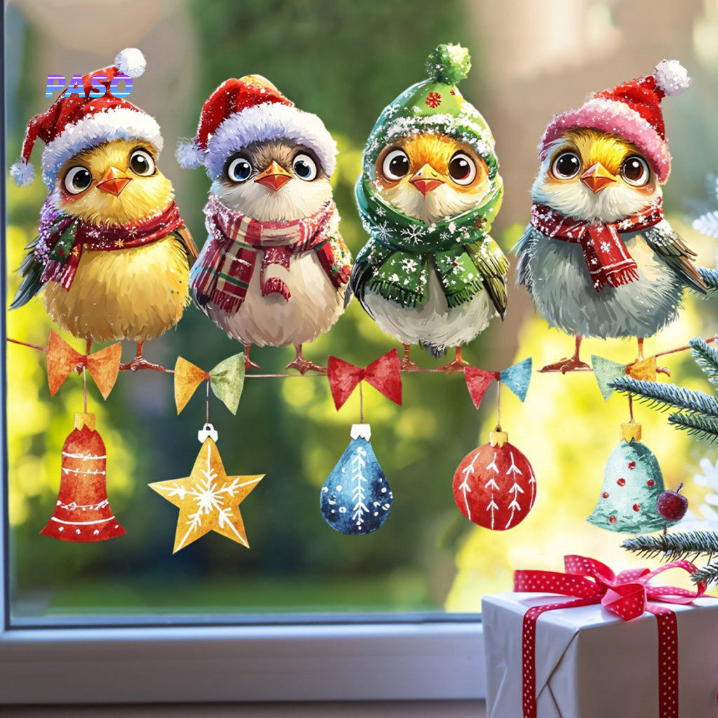 Christmas Window Clings Storefront Holiday Display Stickers Reusable Waterproof Pvc Decals Removable Decorative Static f