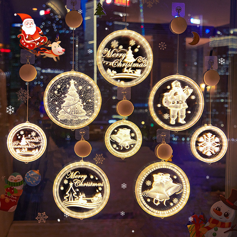 Decorações de natal cena Layout Storefront loja criativa pequenos ornamentos janela árvore de natal pingente atmosfera v