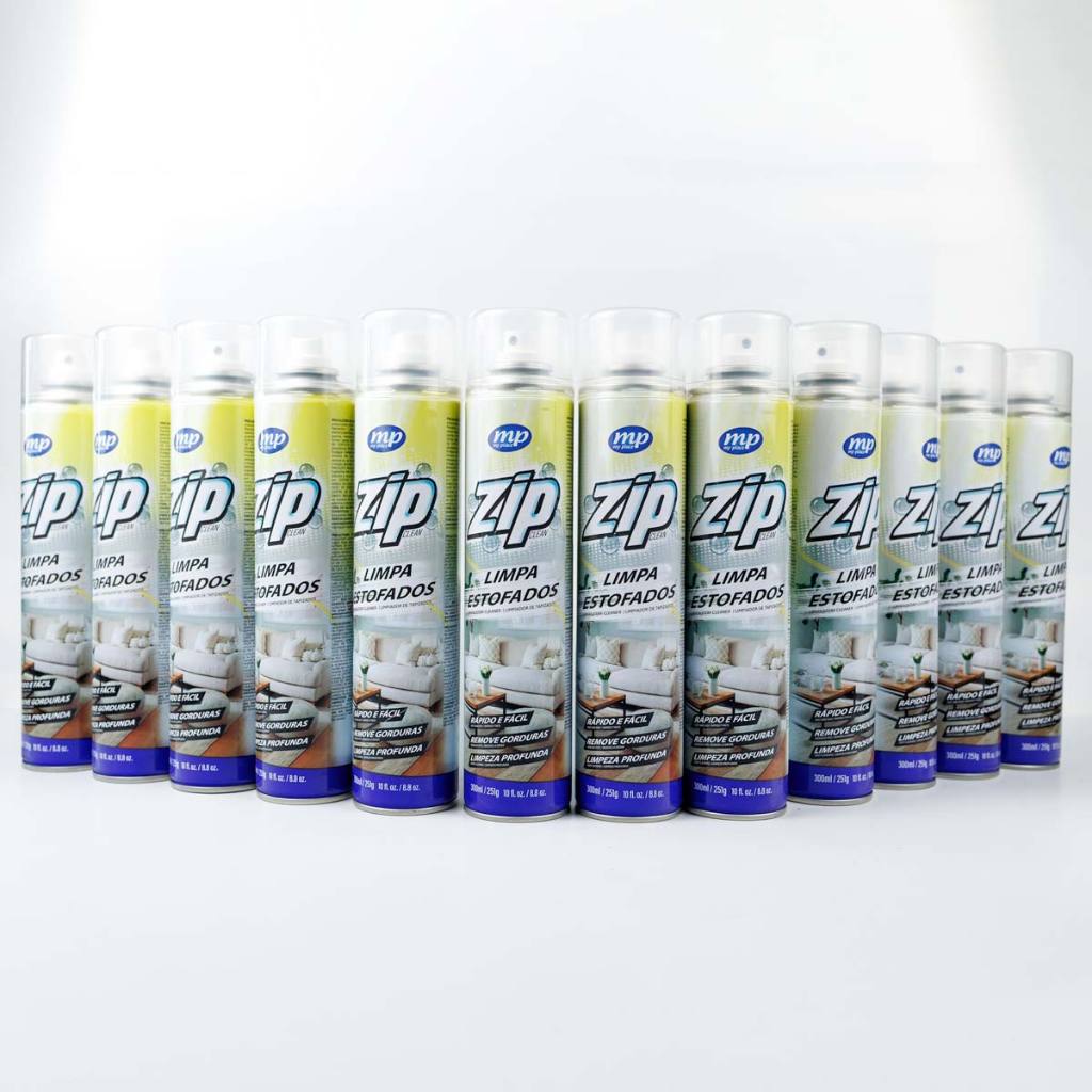 KIT 12 LIMPADORES A SECO de Estofados, Carpet e Teto de Veículos ZIP Mundial Prime 300ml PARA SOFÁS, COLCHÕES E TAPETES