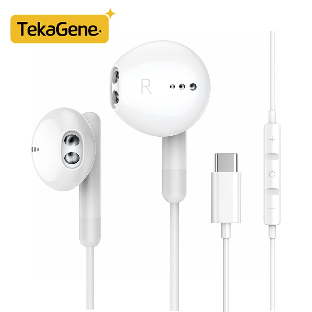 Tekagene USB Type C Earphones Ultra Clear Calls & no Noise Earbuds 3.5mm Wired Headphones for Samsung Galaxy S24 S23 A53 A54 A34