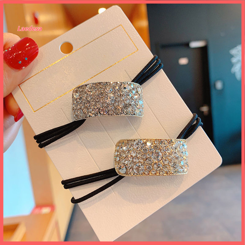 Adjustable Hair Tie 2pcs Shiny Rhinestone Ties Elastic Ponytail Holders Sparkling Bling Accessories for Women Girls –