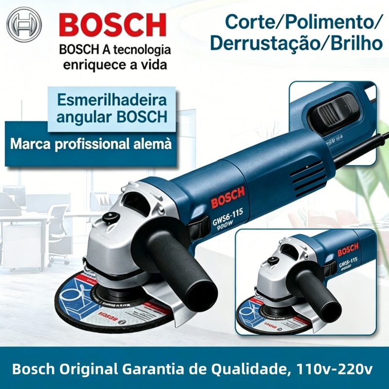 Esmerilhadeira angular industrial Bosch Alta potência para corte, polimento e desbaste, uso doméstico e industrial 220V