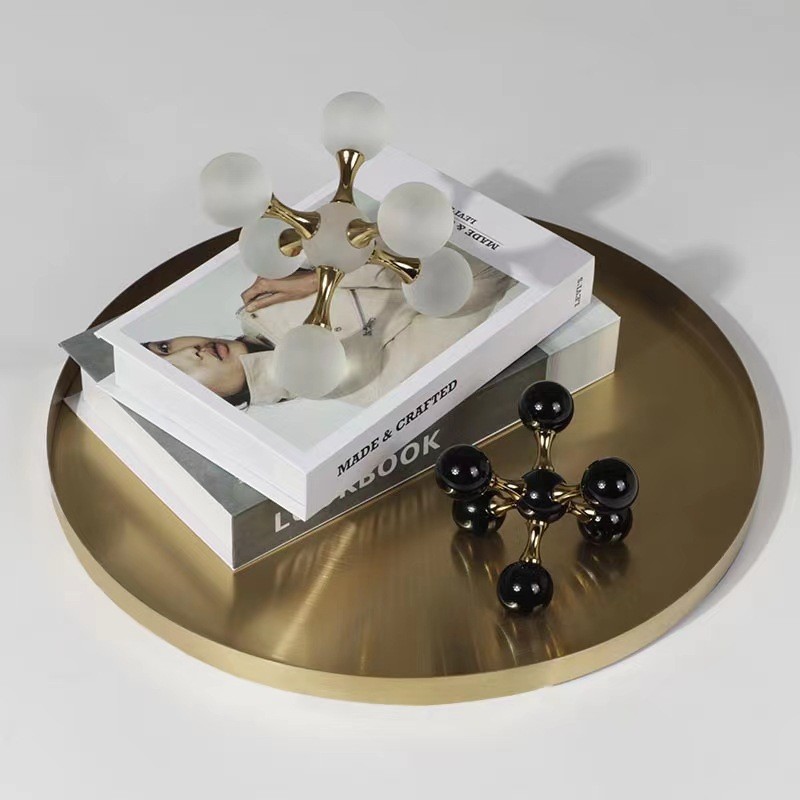 L6AS Modern minimalist creative metal white crystal hexagonal ornament, suitable for display in model rooms, sales offic