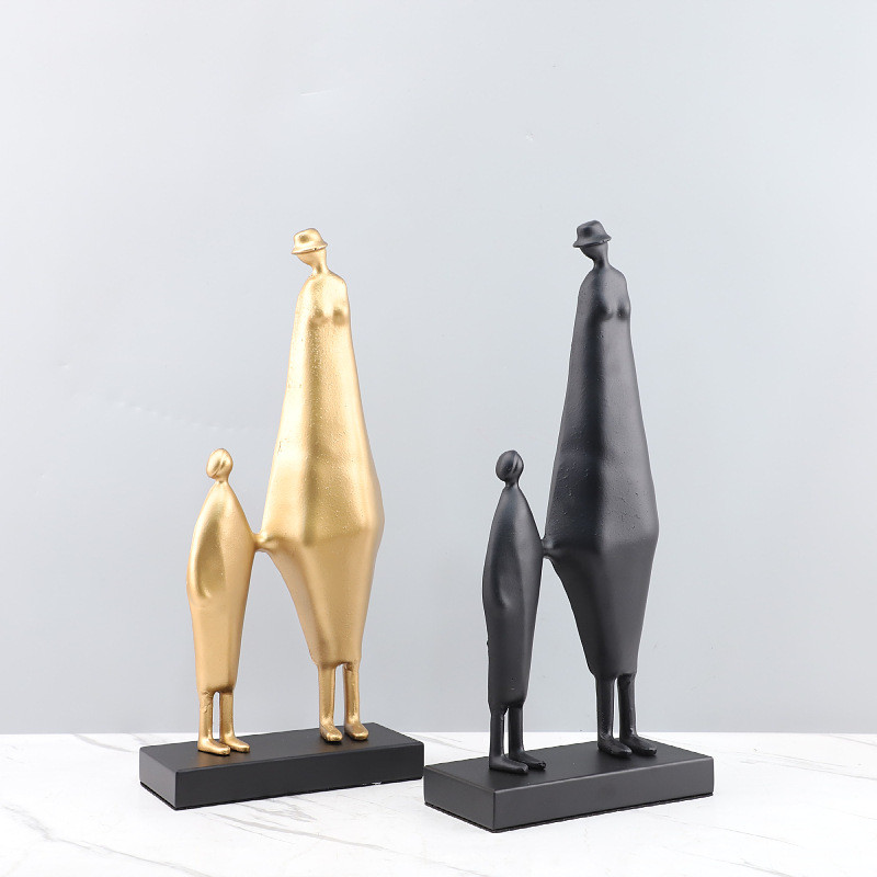 EFW4 Modern minimalist abstract metal sculpture of hand-in-hand figures, suitable for entryway, study, model room, and a
