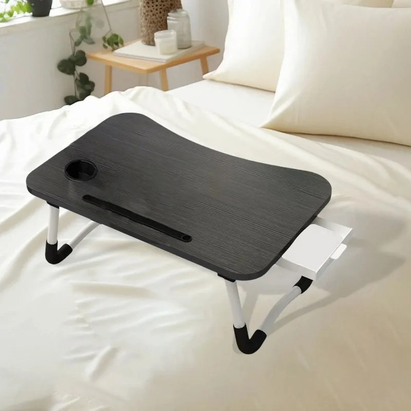 Laptop Bed Table Foldable Lap Table with Cup Holder Drawer Tablet Stand Laptop Bed Tray Por Lap Foldable Legs