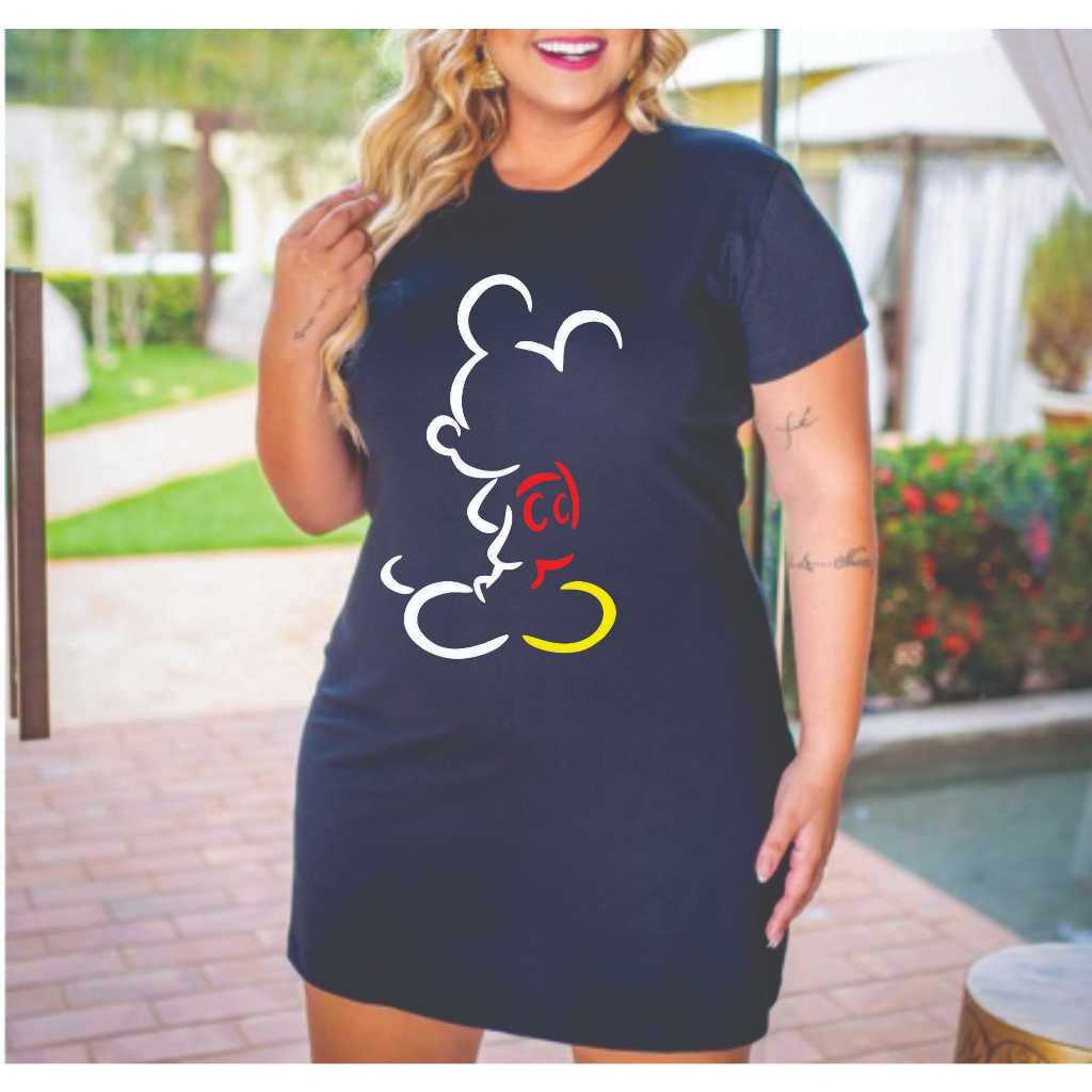 Blusão Camisetão M MOUSE Plus Size moda Feminina veste do 44 ao 64 Pode ser usado como vest legging.