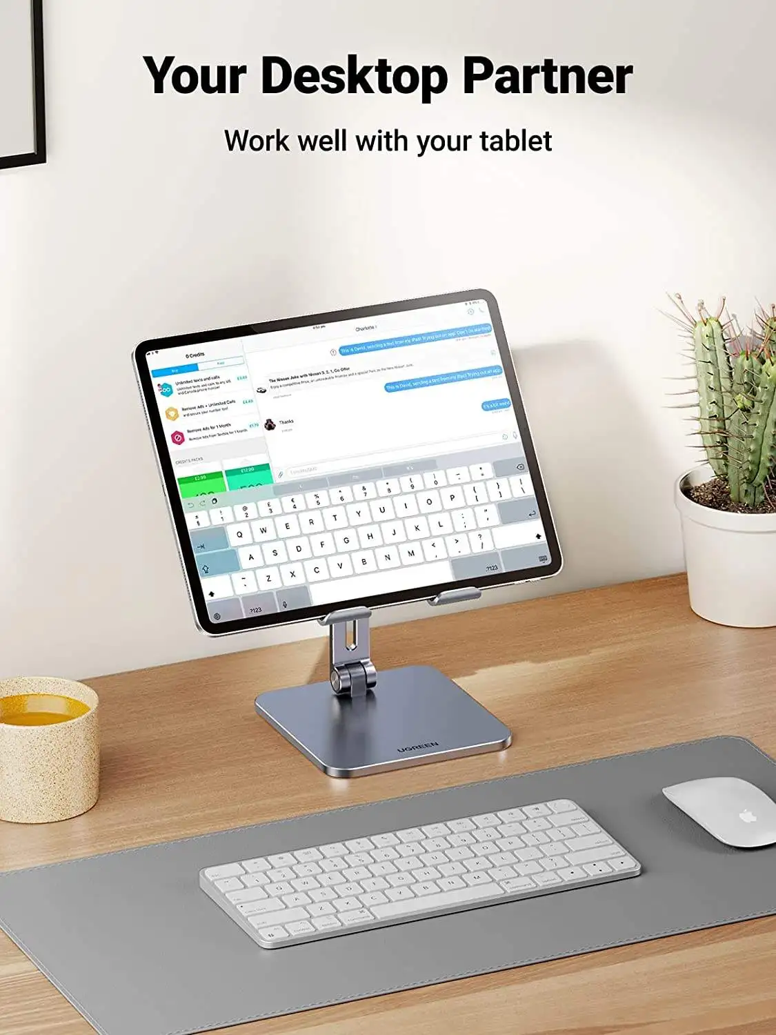 UGREEN Tablet Stand Holder for Desk Adjustable Aluminum Portable Stand Holder Foldable Dock Home Office Desk Accessories