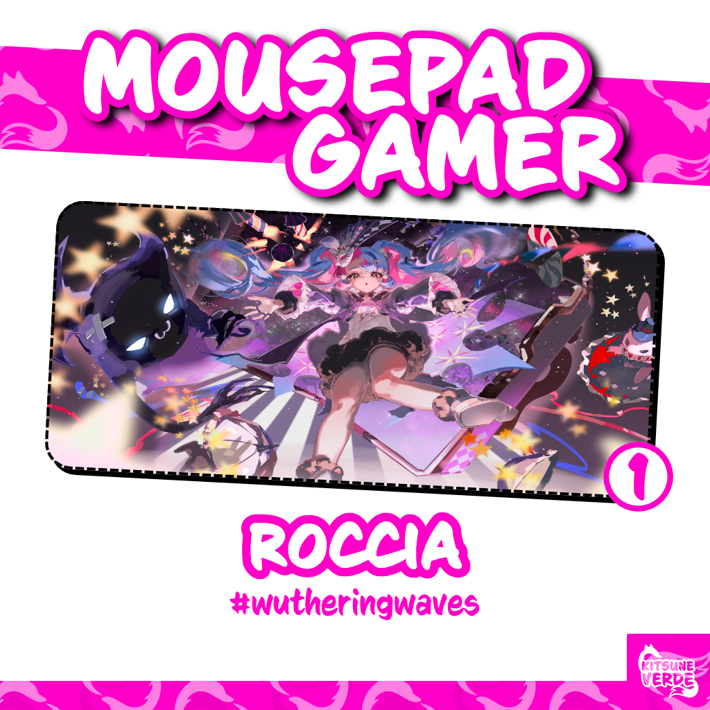 Mouse Pad Gamer - Roccia - Wuthering Waves - 90x40 - 80x40 - 70x30 - 60x40 - 40x45 cm