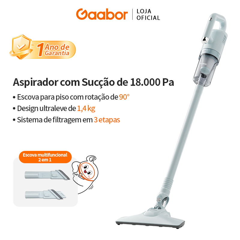 Gaabor 127V Aspirador de Pó com Fio 2 em 1 18Kpa Rotação 32000rpm Leve e Fácil de Manobrar CW-18M02A