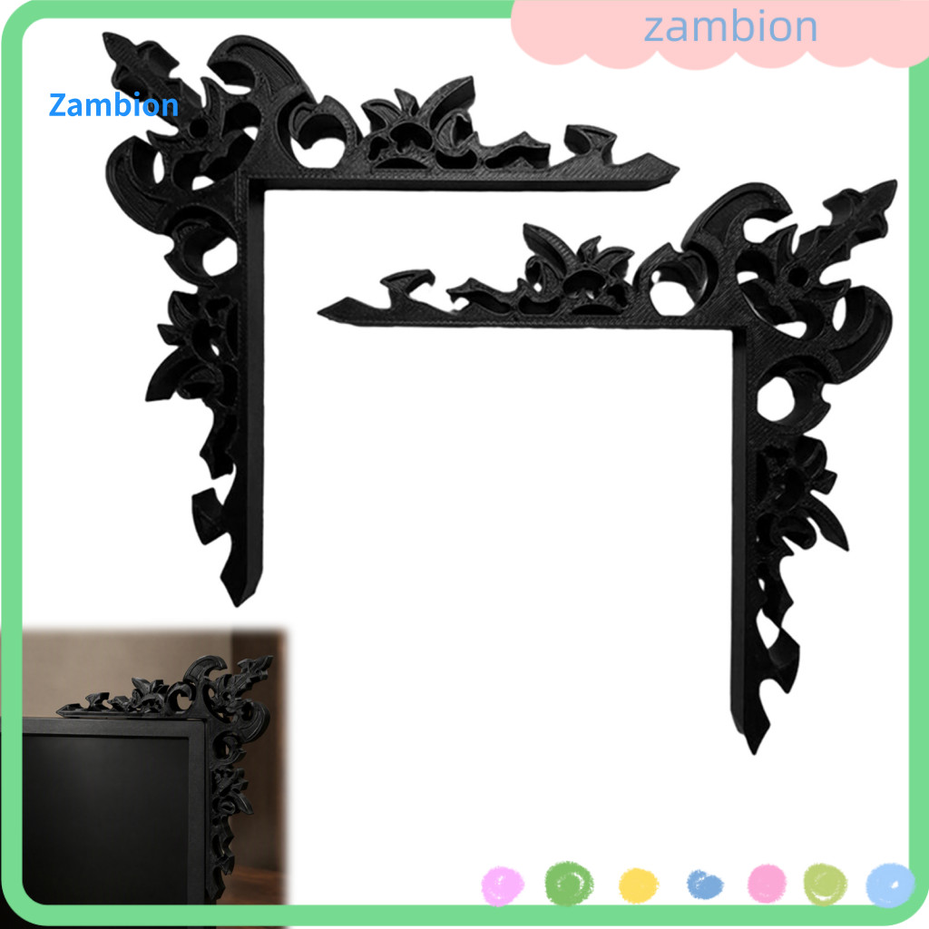 Monitor Frame Decor Niche Gamer Gift Ideas 2pcs 3d Printed Corner Ornaments Retro Carved Screen Trim Halloween Gaming Ro